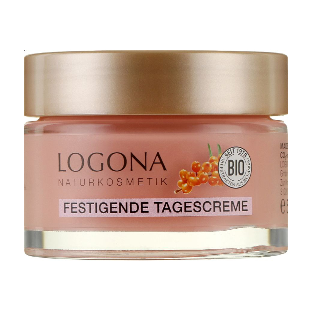 Уцінка! Денний крем для обличчя Logona Festigende Tagescreme Rosig Frischer Teint Свіже сяйво, проти зморщок, з обліпихою та трояндою, 50 мл
